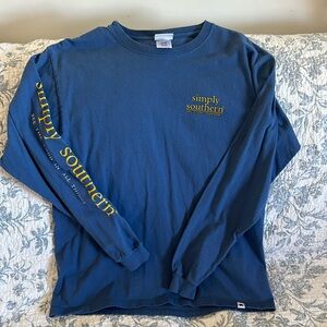 Simply Southern Navy Blue Long Sleeve Tee with Yellow Logo